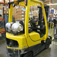 Propane powered forklift in warehouse